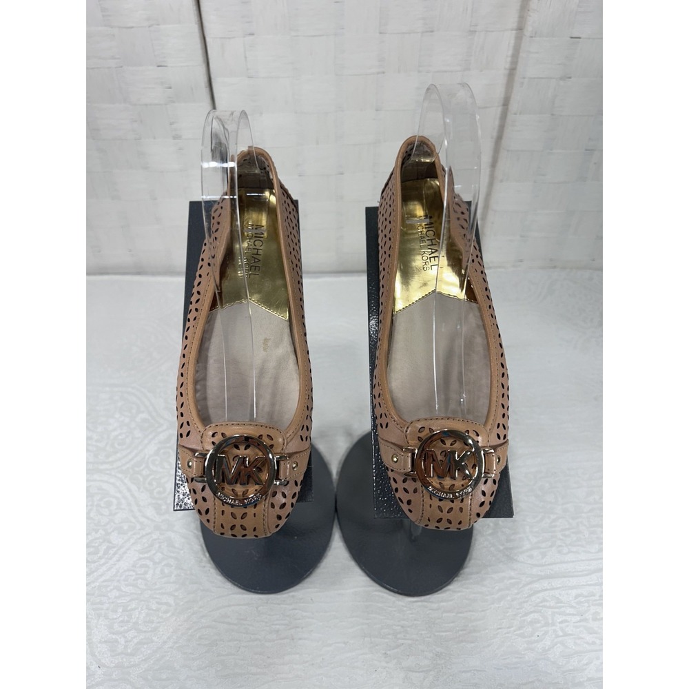 Michael Kors Fulton Brown Signature Logo Ballet Flats Gold MK flats 6M